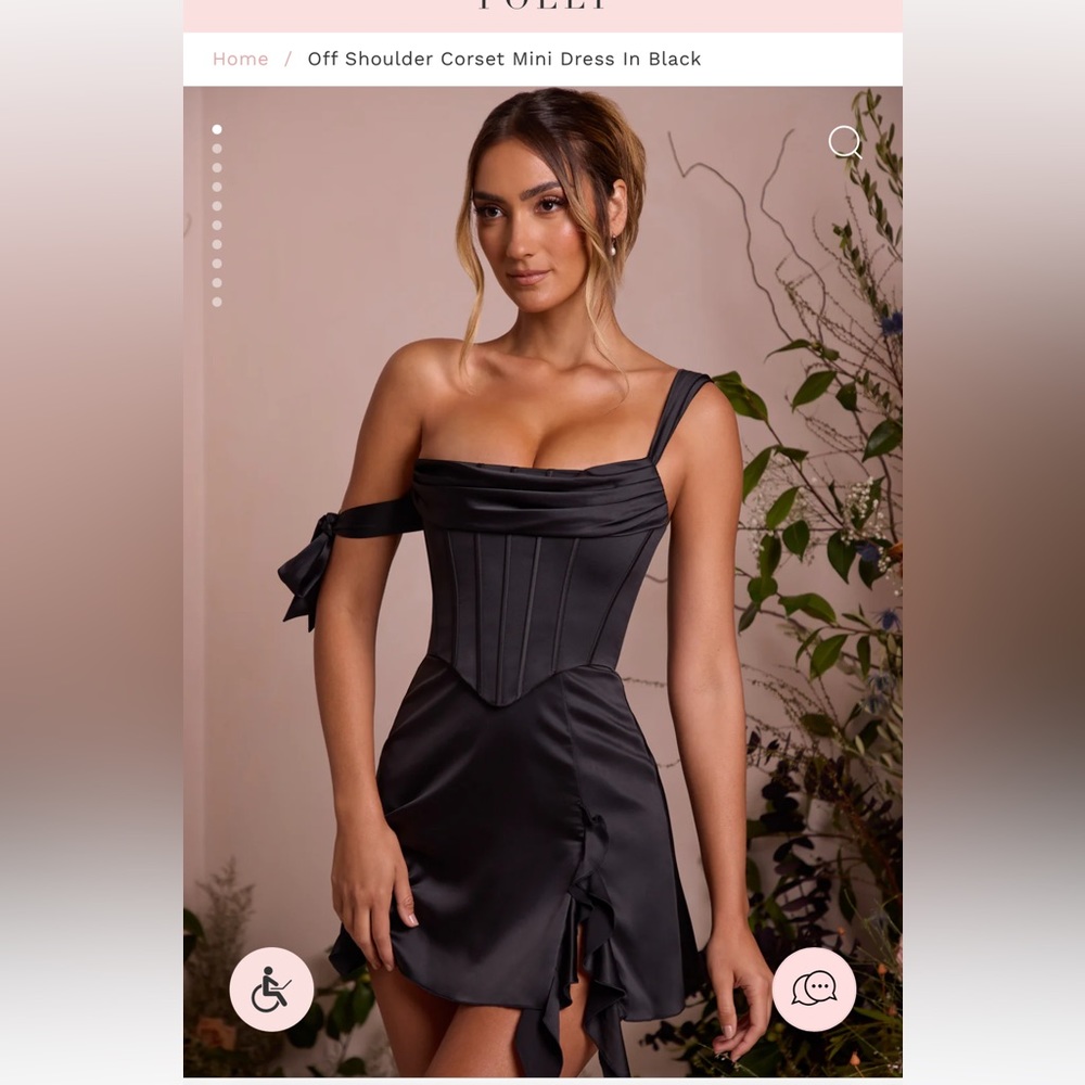 OhPolly Corset Black Silk Mini Dress